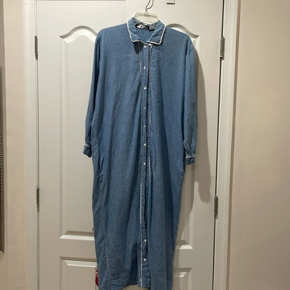 Ralph Lauren blue label 6 chambray vintage button down dress pockets guc